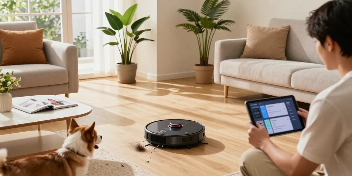 Best robot vacuum 2026 cleaning a modern living room, showcasing tech innovation and home convenience.