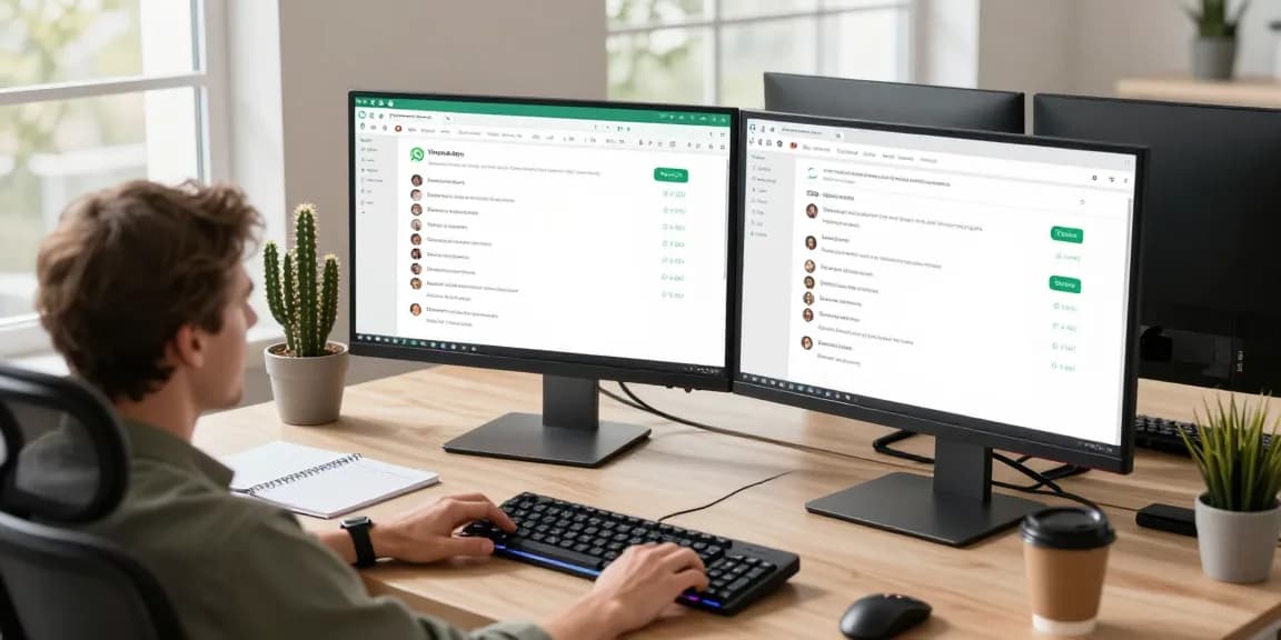 User engaging with WhatsApp網頁版 on a modern desktop, showcasing efficient digital communication.