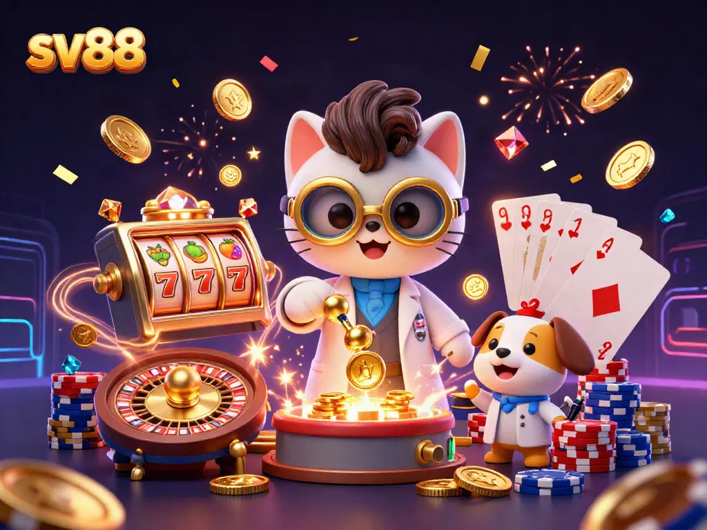 Experience the excitement of sv88 with vibrant slot themes, golden coins, and dynamic characters.