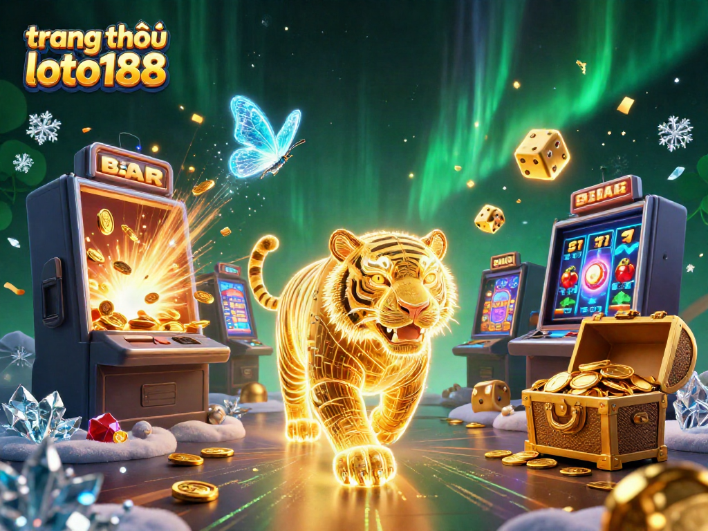 Experience vibrant gaming action with trang chủ loto188 featuring a golden tiger in a futuristic casino